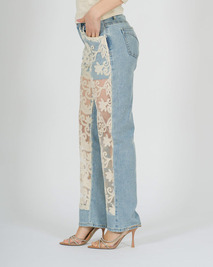 Jeans Amosa con trasparenze e dettagli in pizzo 