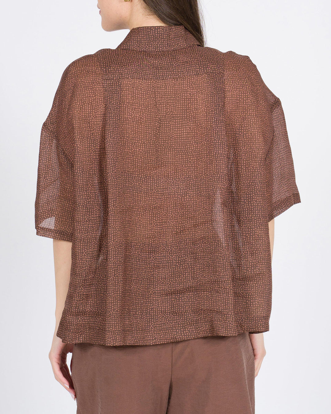 Camicia ALYSI  Microfantasia Mussola di Cotone Scatolata marrone 