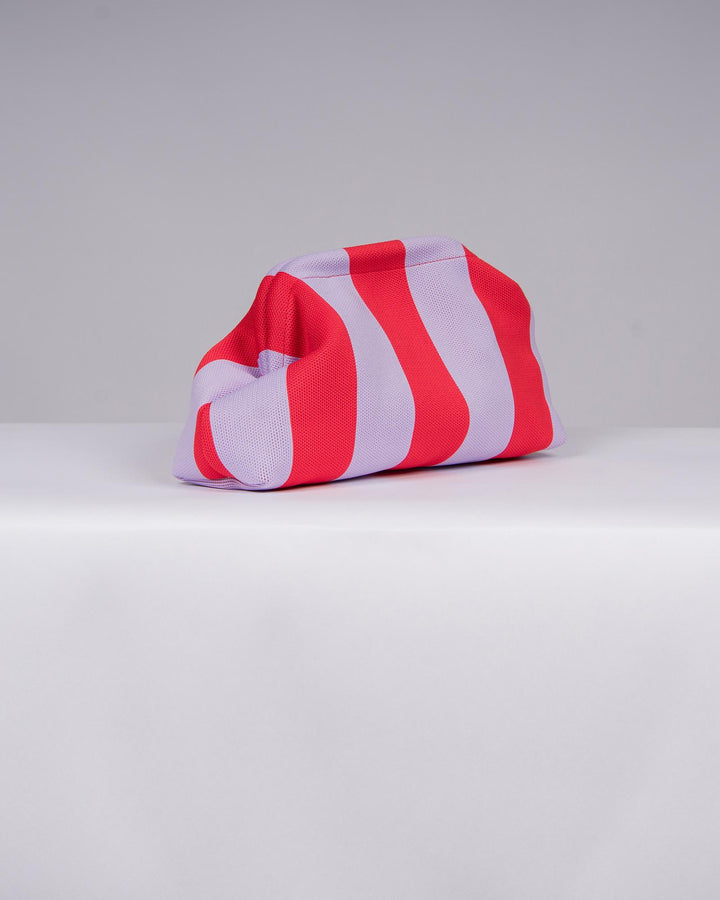 Borsa in Stoffa Rigata viola e rosso. 