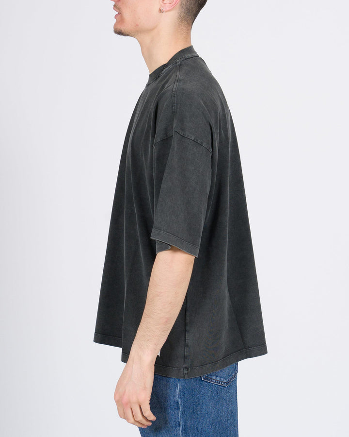 T-shirt over in cotone grigio marmorizzato 