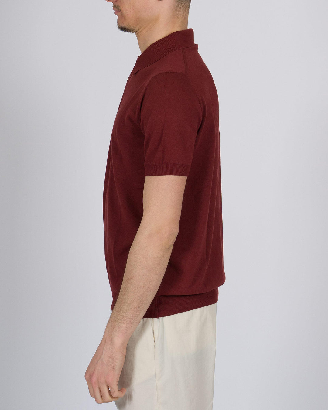 Polo tre bottoni crepe dio cotone vino 