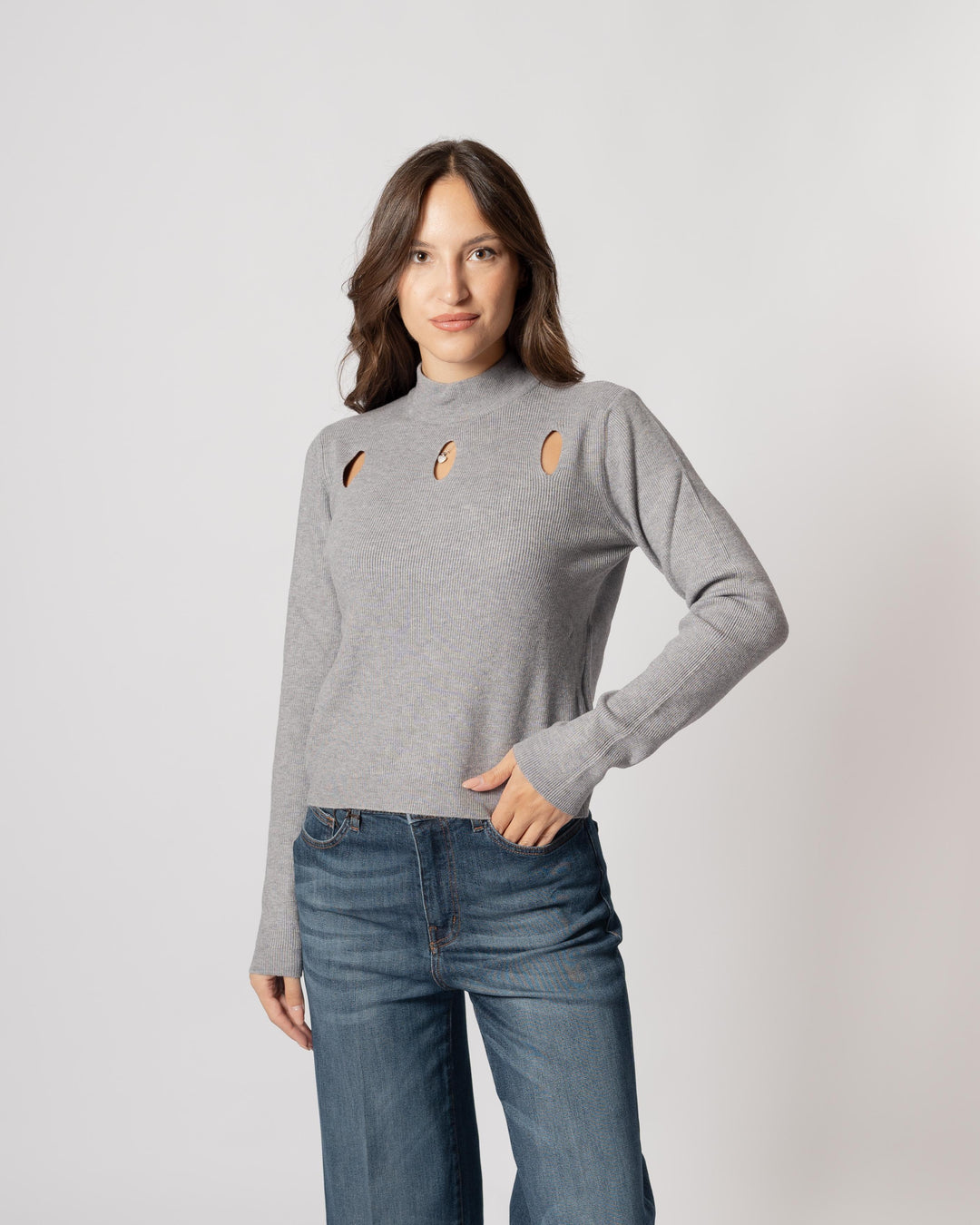 Maglia lupetto goccia grigio 