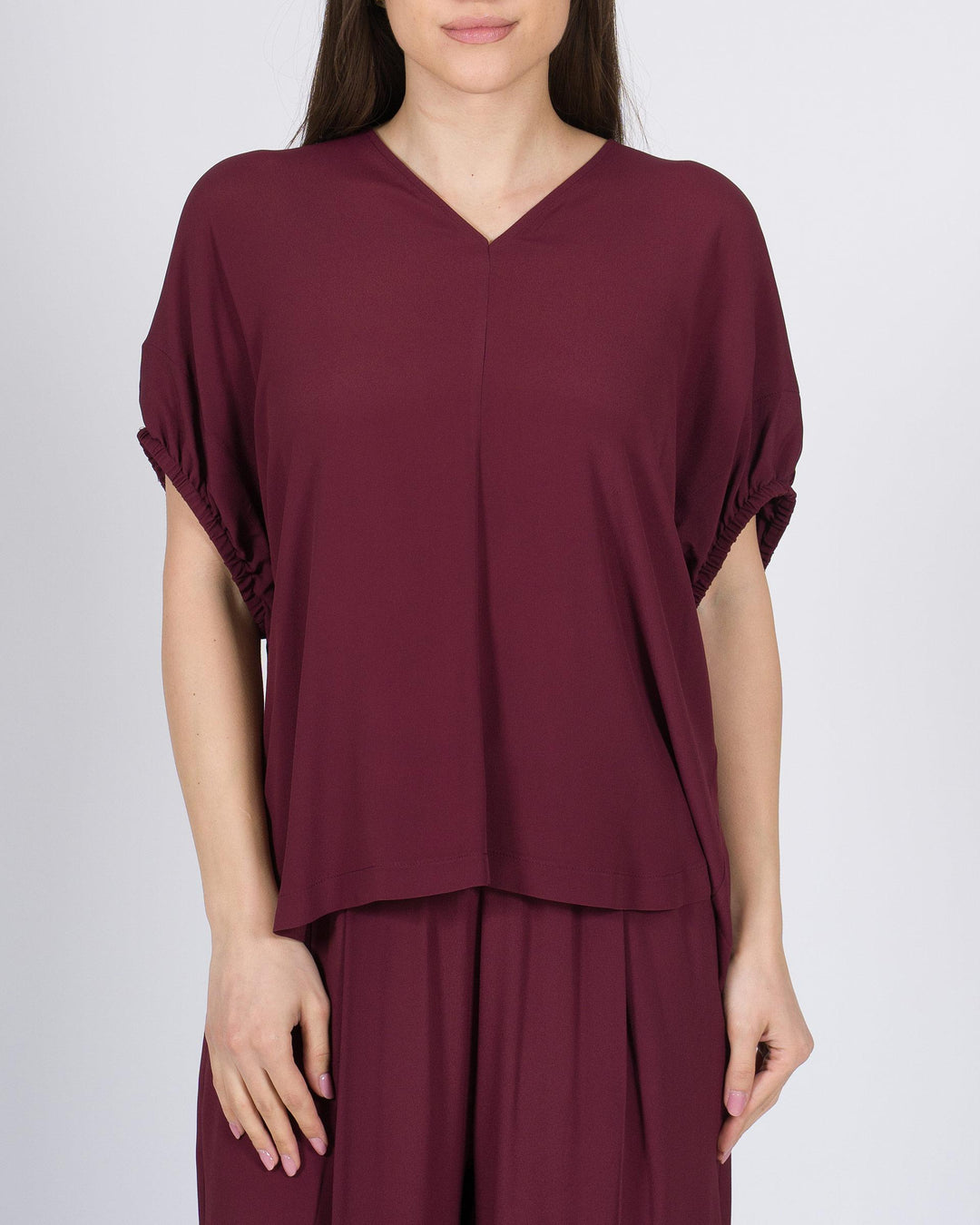 Blusa Bordeaux Meimeij con Collo a V 