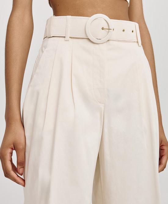 Pantaloni palazzo con cintura panna 