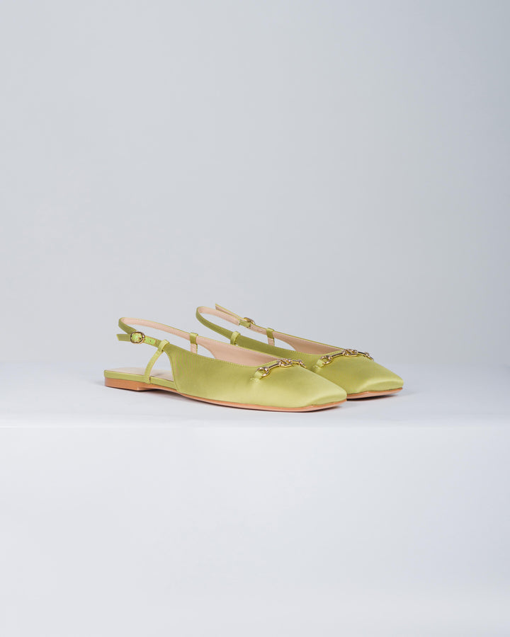 Ballerine sling back in raso acido 