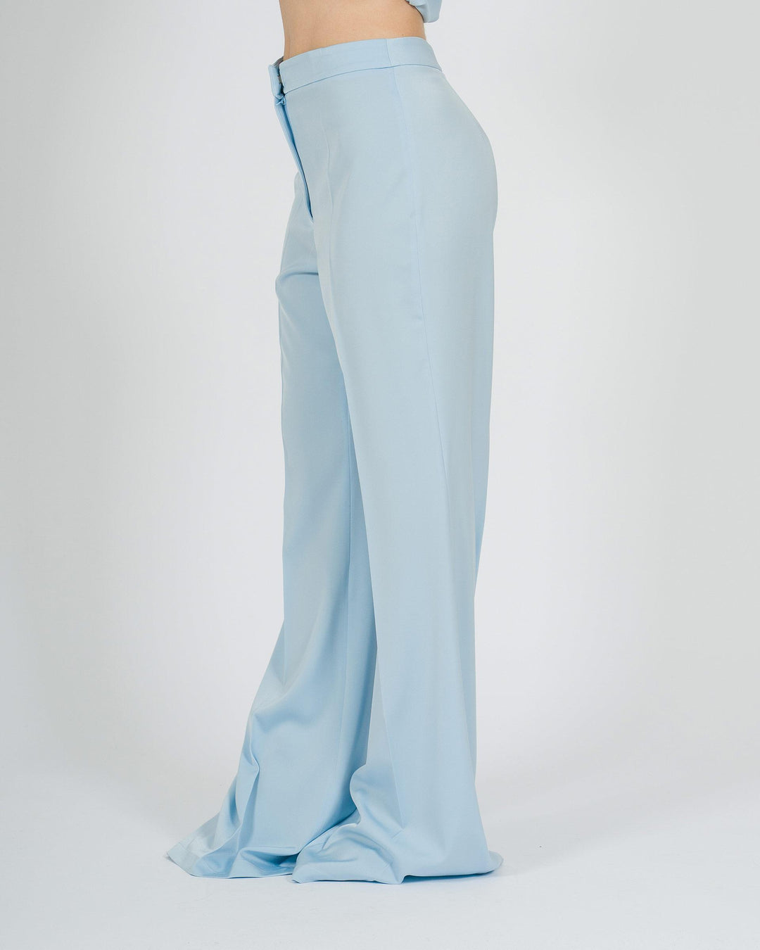 Pantalone palazzo lungo azzurro in tessuto cascante 