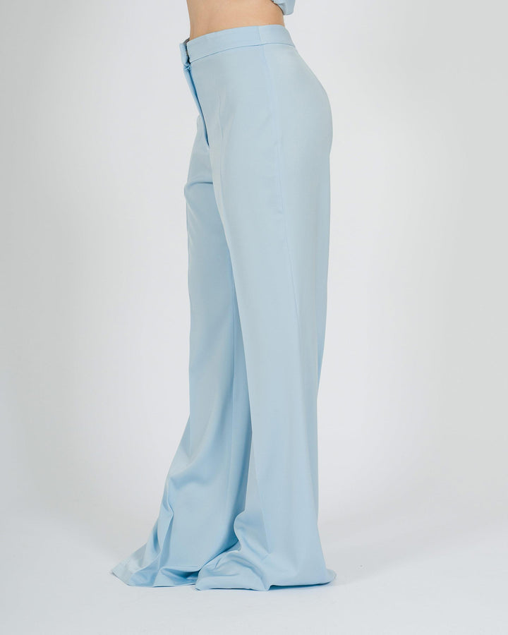 Pantalone palazzo lungo azzurro in tessuto cascante 