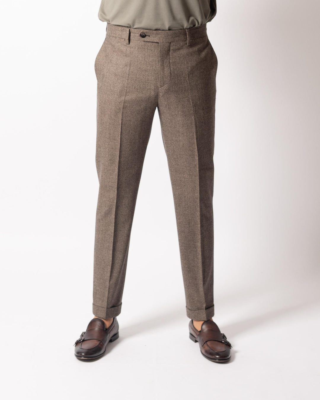 Pantalone Y Retro Pied de Poule Marrone 