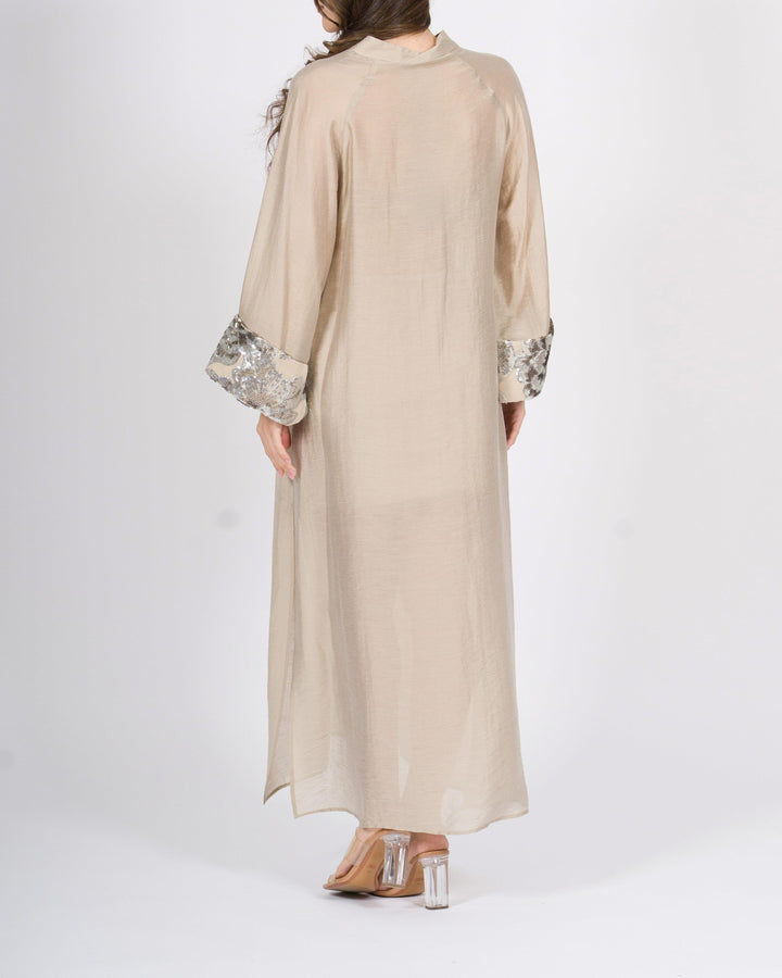 Abito access kimono tortor con ricami floreali in paillettes 