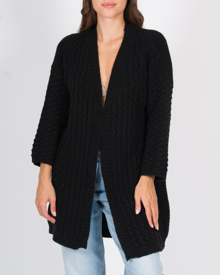 Cardigan trecce nero 