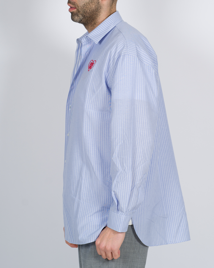 Camicia rigata over azzurra 