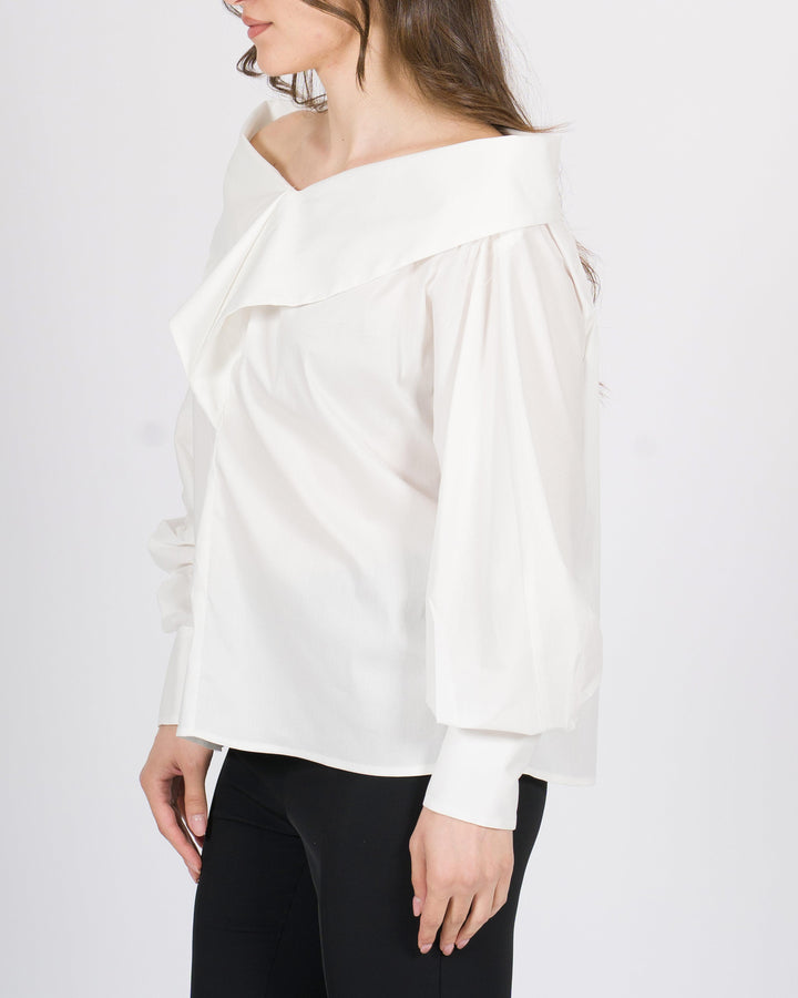 Camicia BiancaSILENCE  in Popeline con Scollo Omerale 