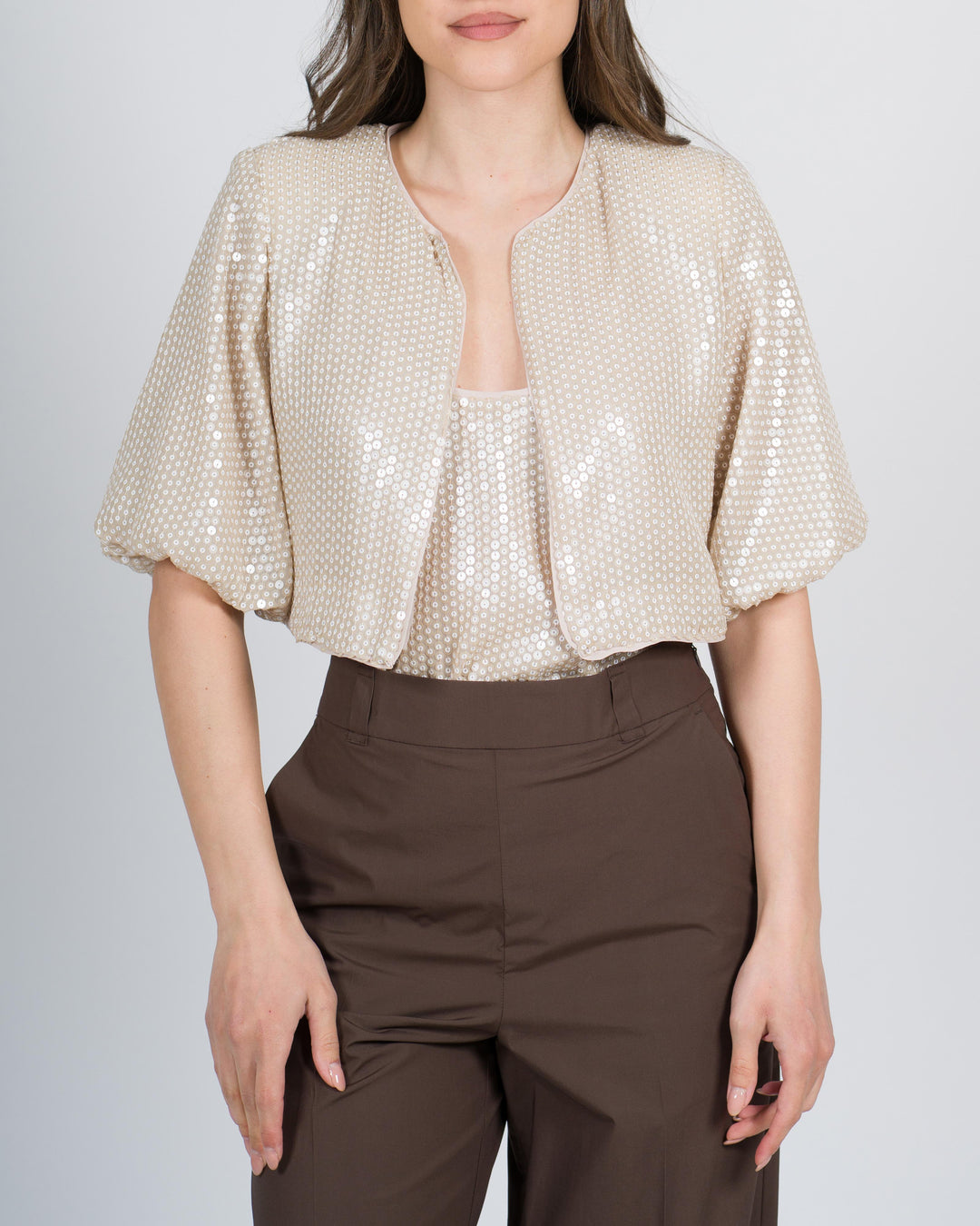 Coprispalle con ricamo di paillettes<BR/> 