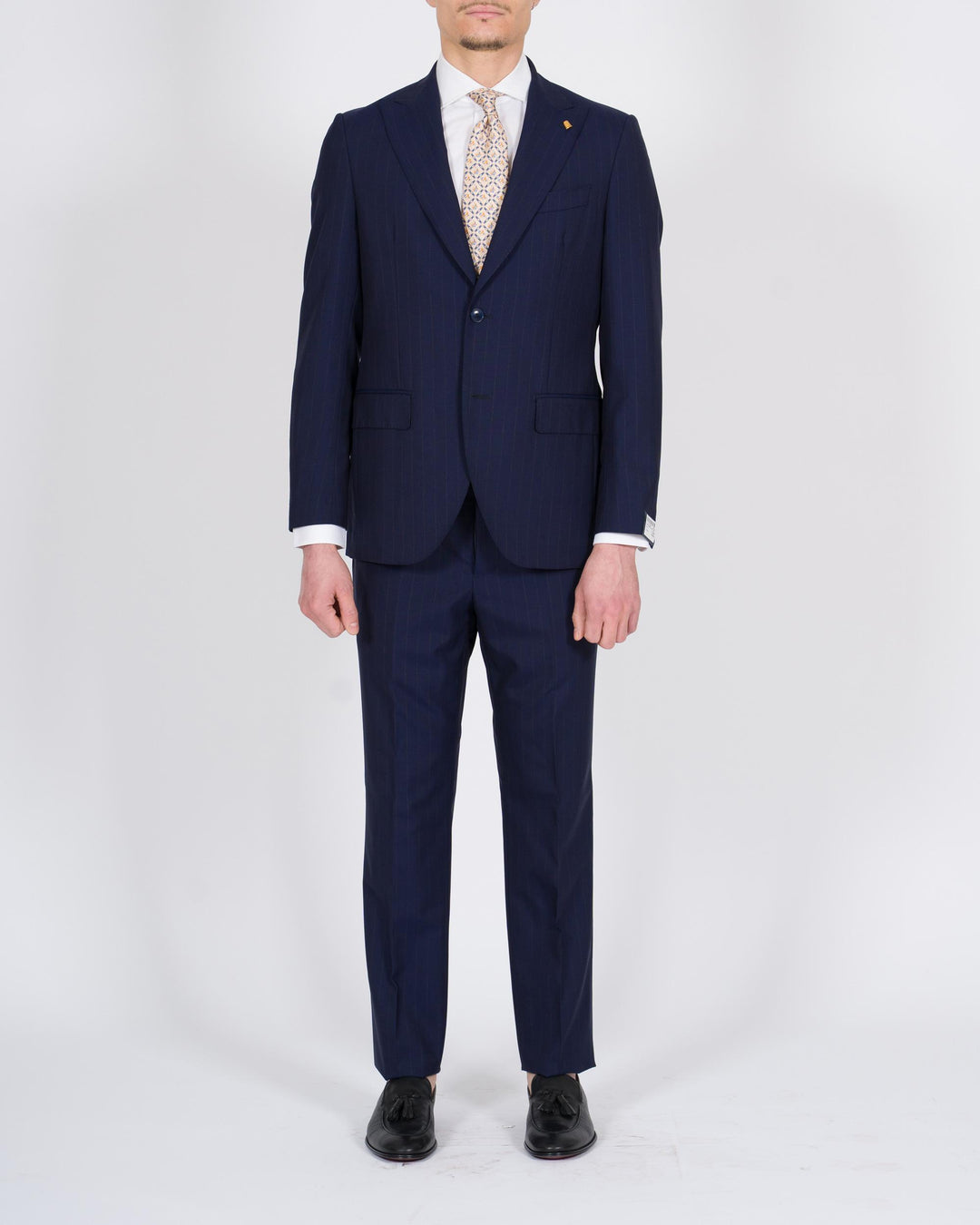 Abito monopetto gessato blu 