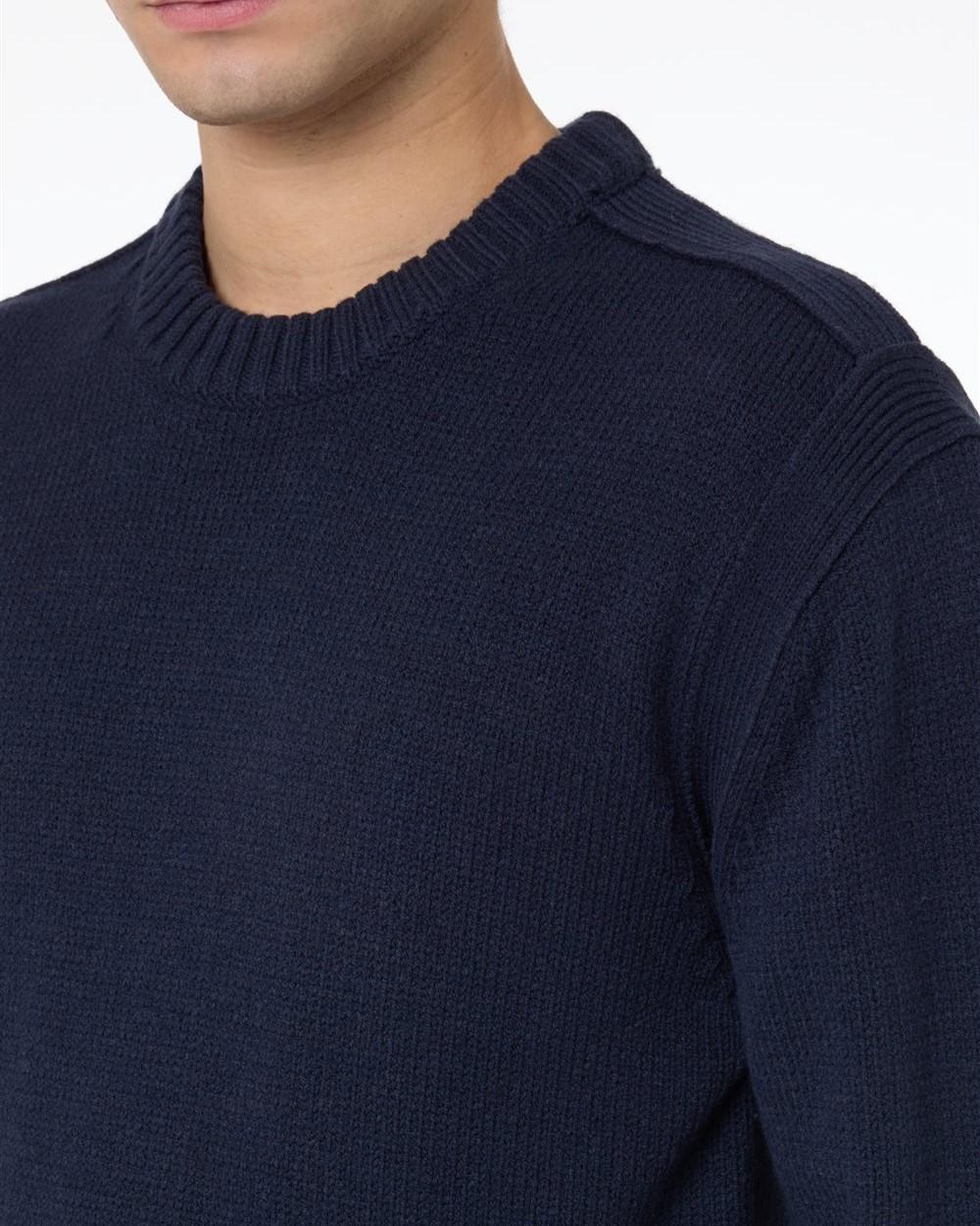 Maglione Collo inglese con toppe blu 