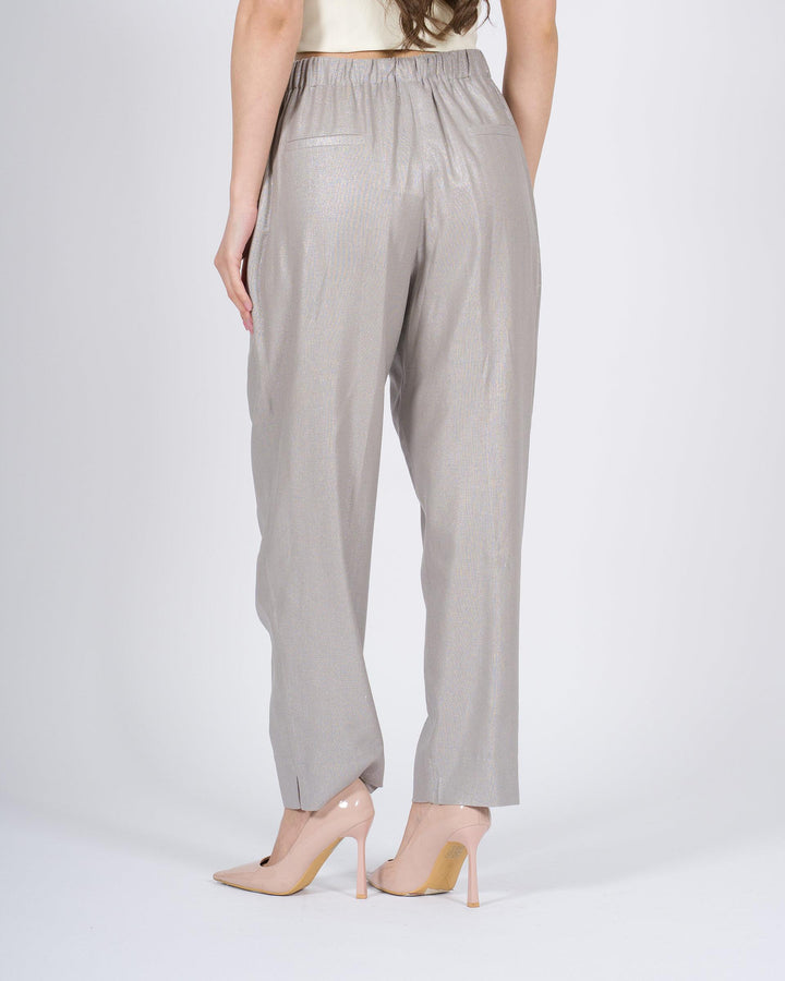 Pantaloni Access Argento con Elastico e Coulisse 