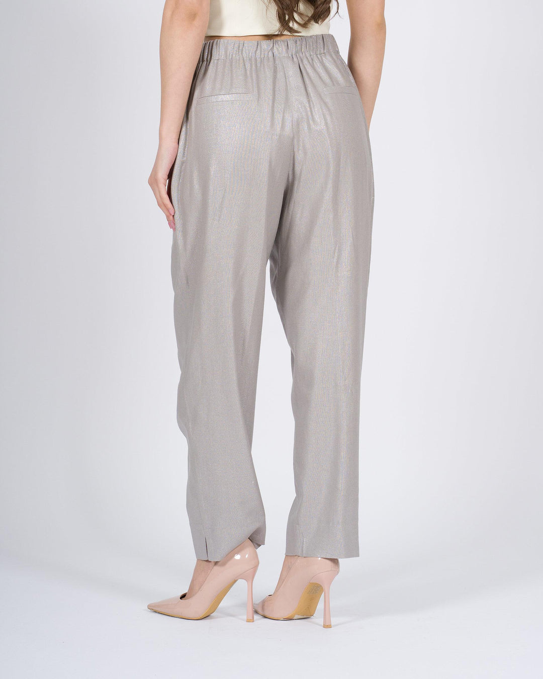 Pantaloni Access Argento con Elastico e Coulisse 