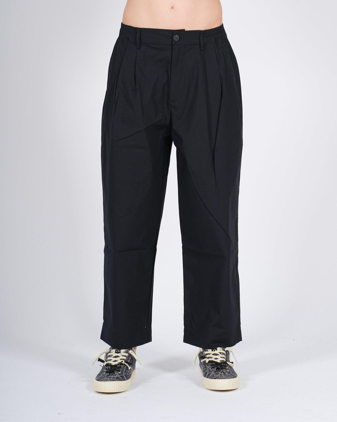 Pantalone Uomo nero Doppia Pence in Cotone 