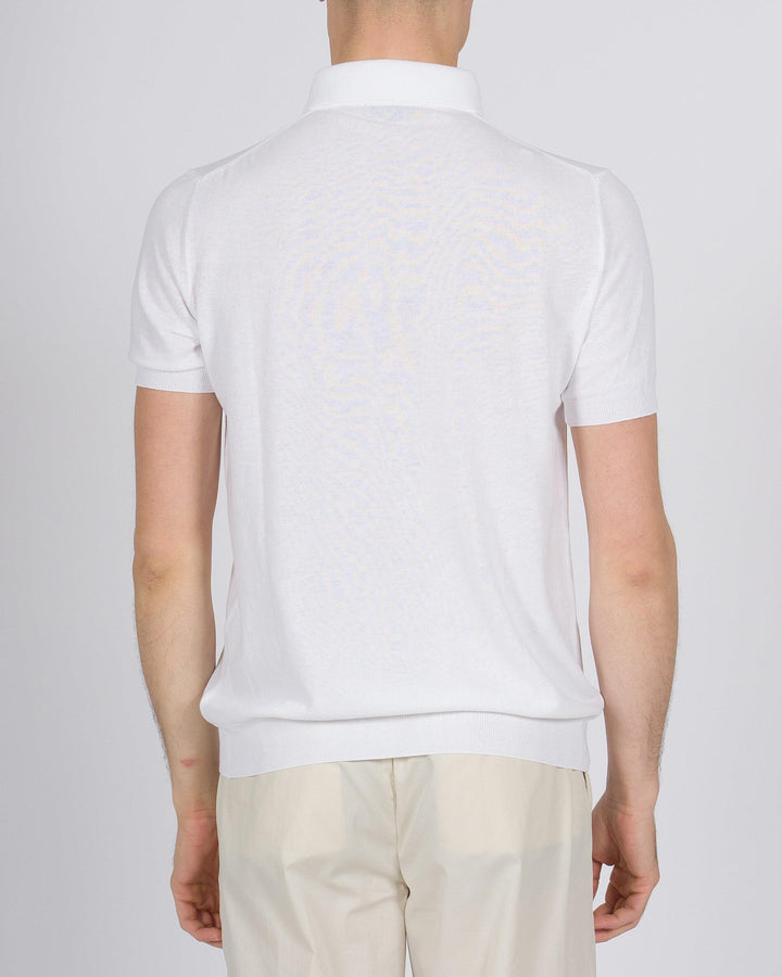Polo tre bottoni crepe dio cotone bianco 