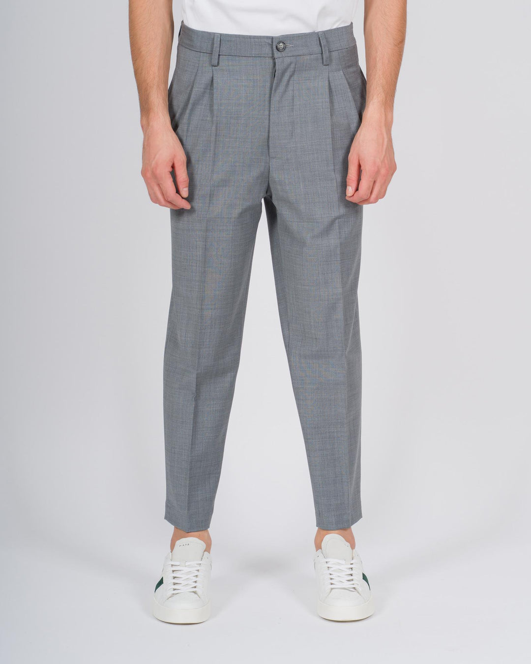 Pantaloni "Francesco" lana doppia pence grigio 