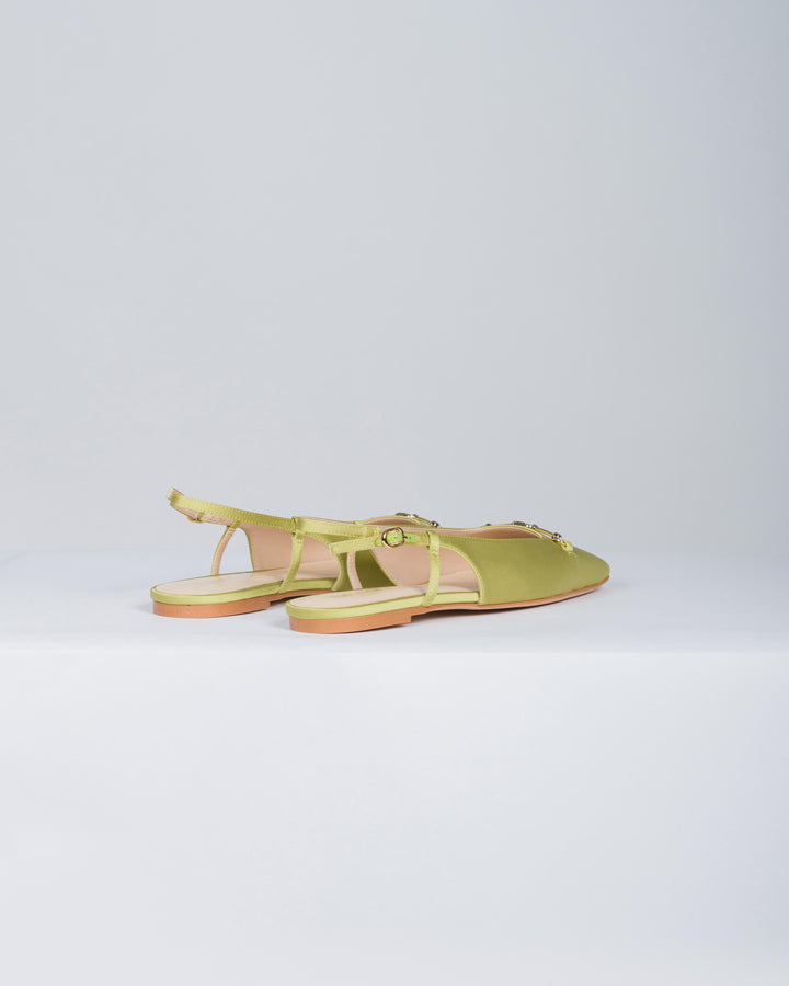 Ballerine sling back in raso acido 