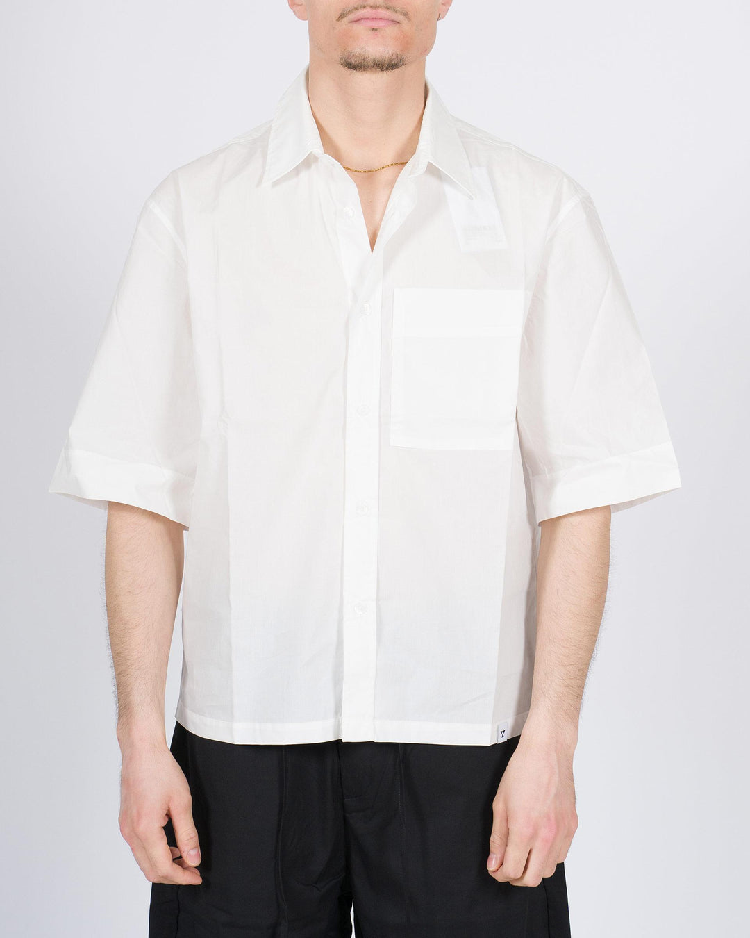 Camicia mezza manica bianca con taschino 