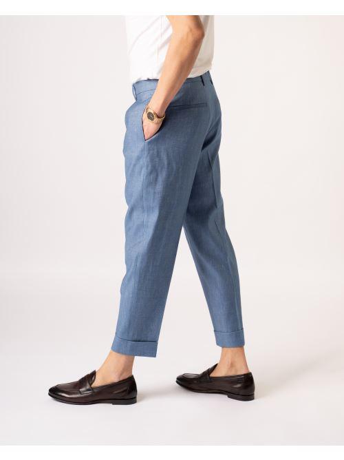 Pantalone Chiaia Pence Fiammato Azzurro 