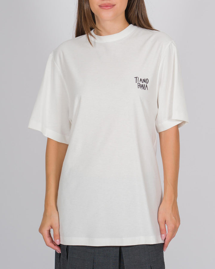 T-shirt over con stampa "Ti Amo Roma" 
