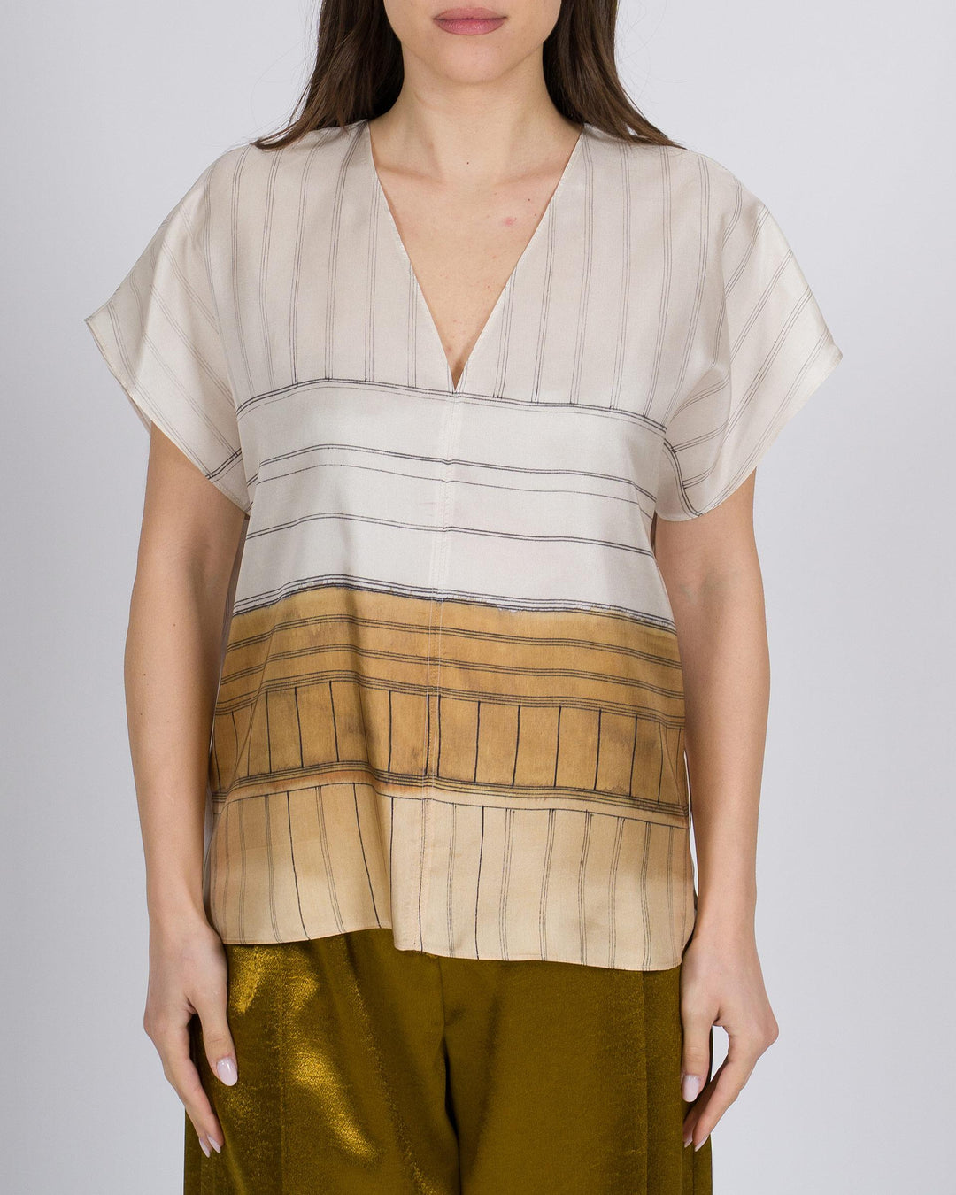 Blusa ALYSI Seta Fantasia Morbida bronzo 