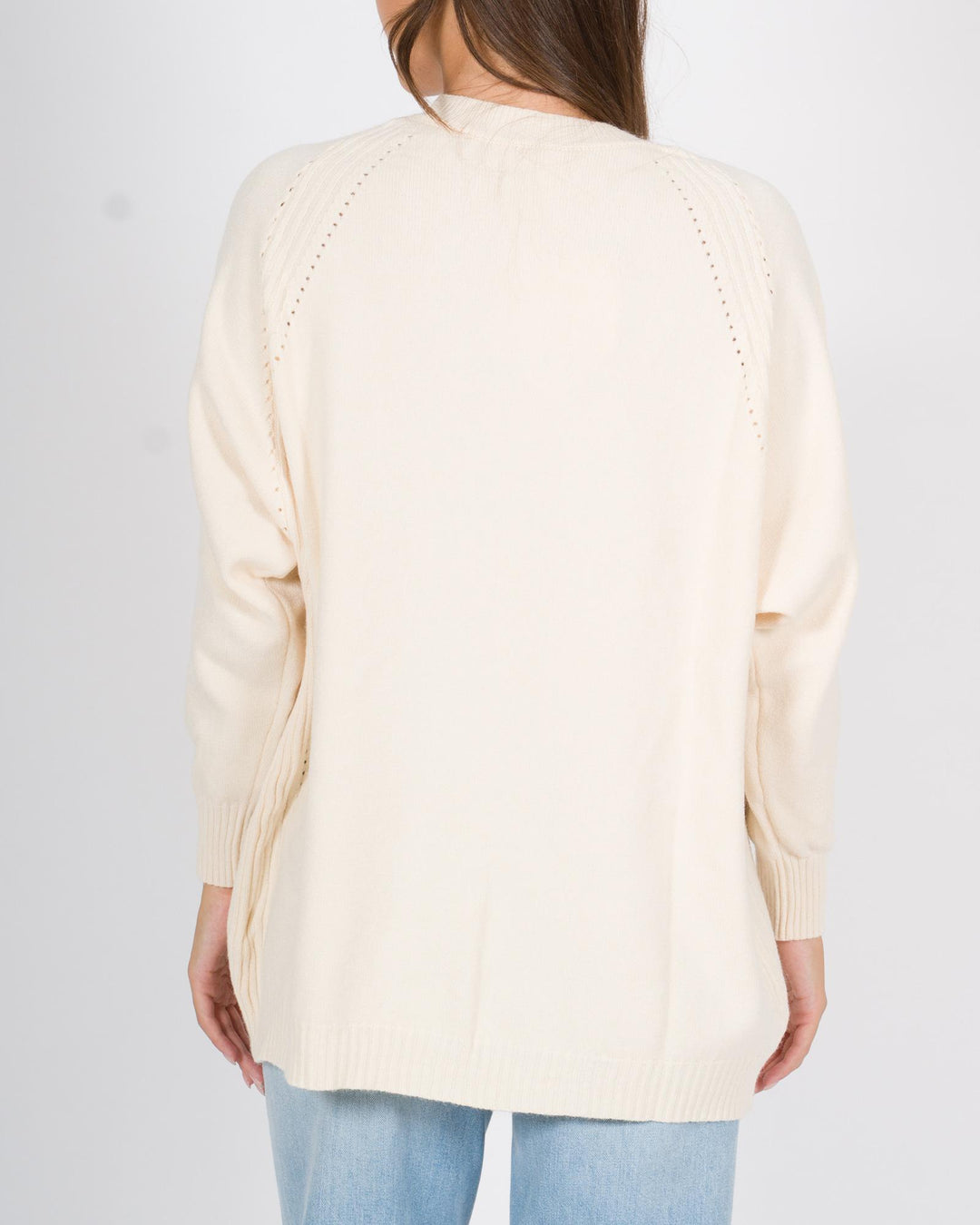 Maglia Over A coste Panna 
