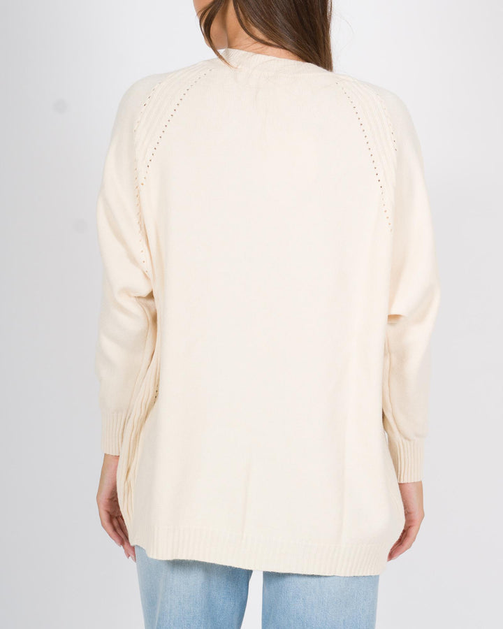 Maglia Over A coste Panna 