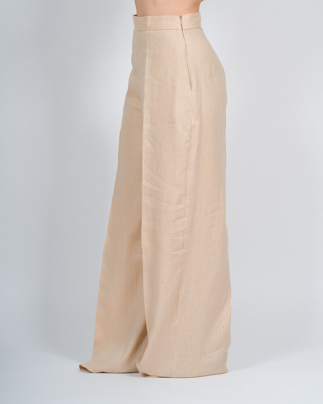 Pantalone palazzo lino beige<BR/> 