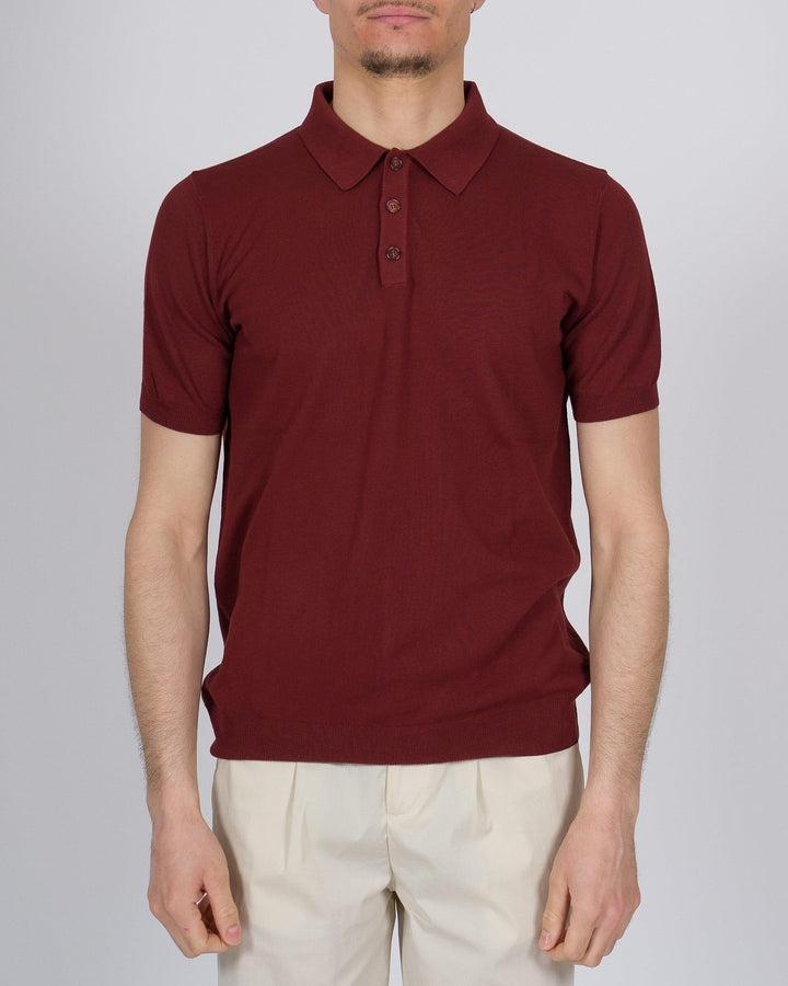Polo tre bottoni crepe dio cotone vino 