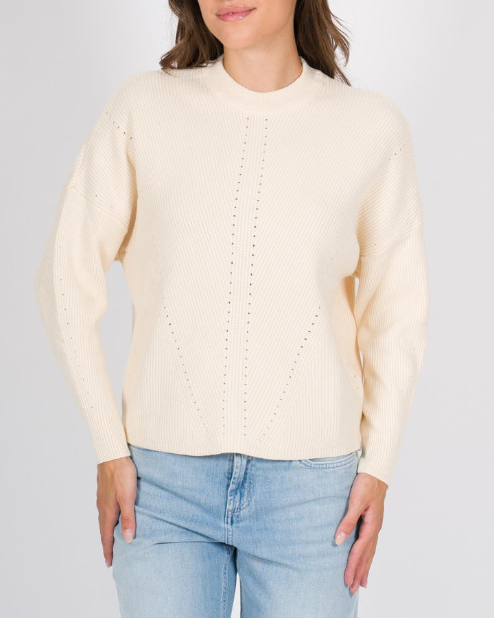 Maglia girocollo a costine blu 