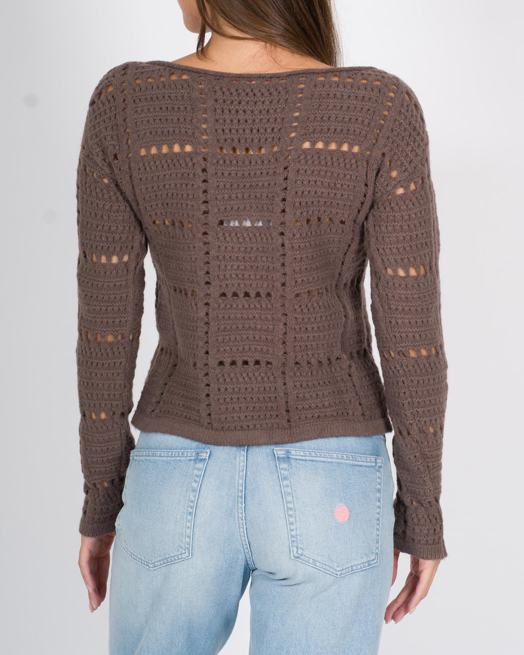 Maglia cropped traforata cacao 