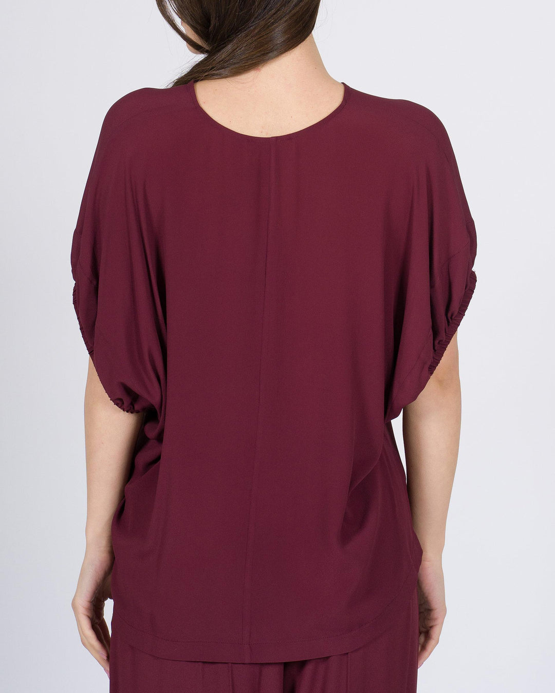 Blusa Bordeaux Meimeij con Collo a V 