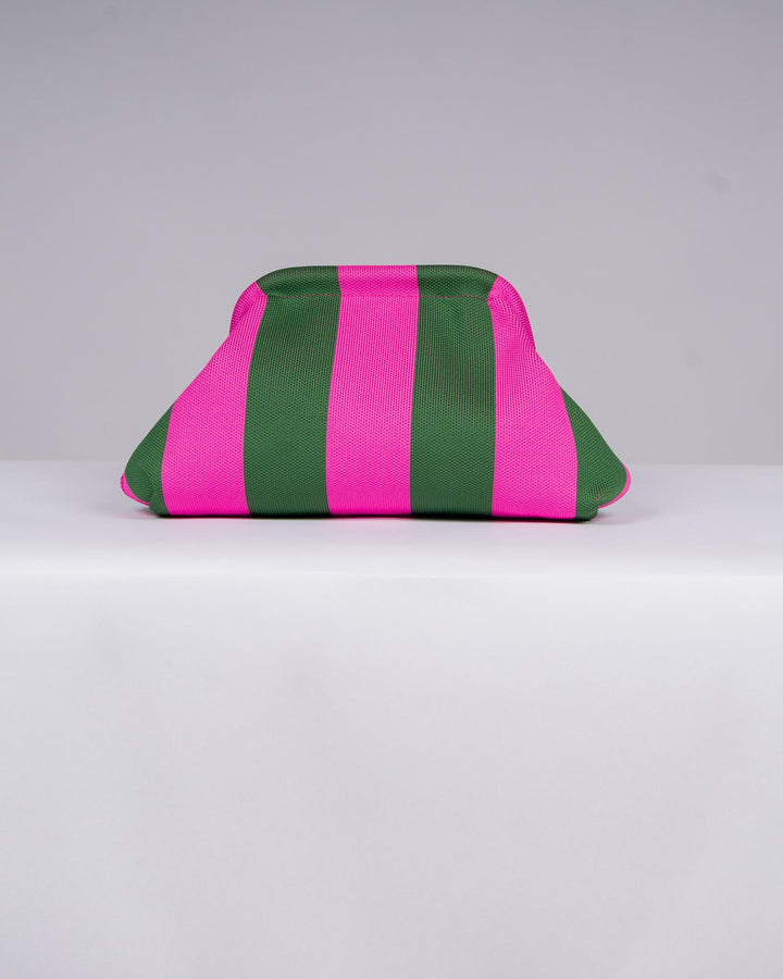 Borsa in Stoffa Rigata verde e fuxia. 