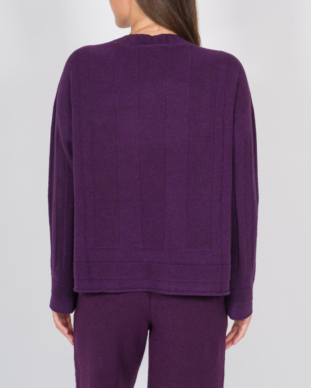 Maglia effeto riga melanzana 