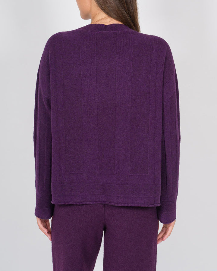 Maglia effeto riga melanzana 