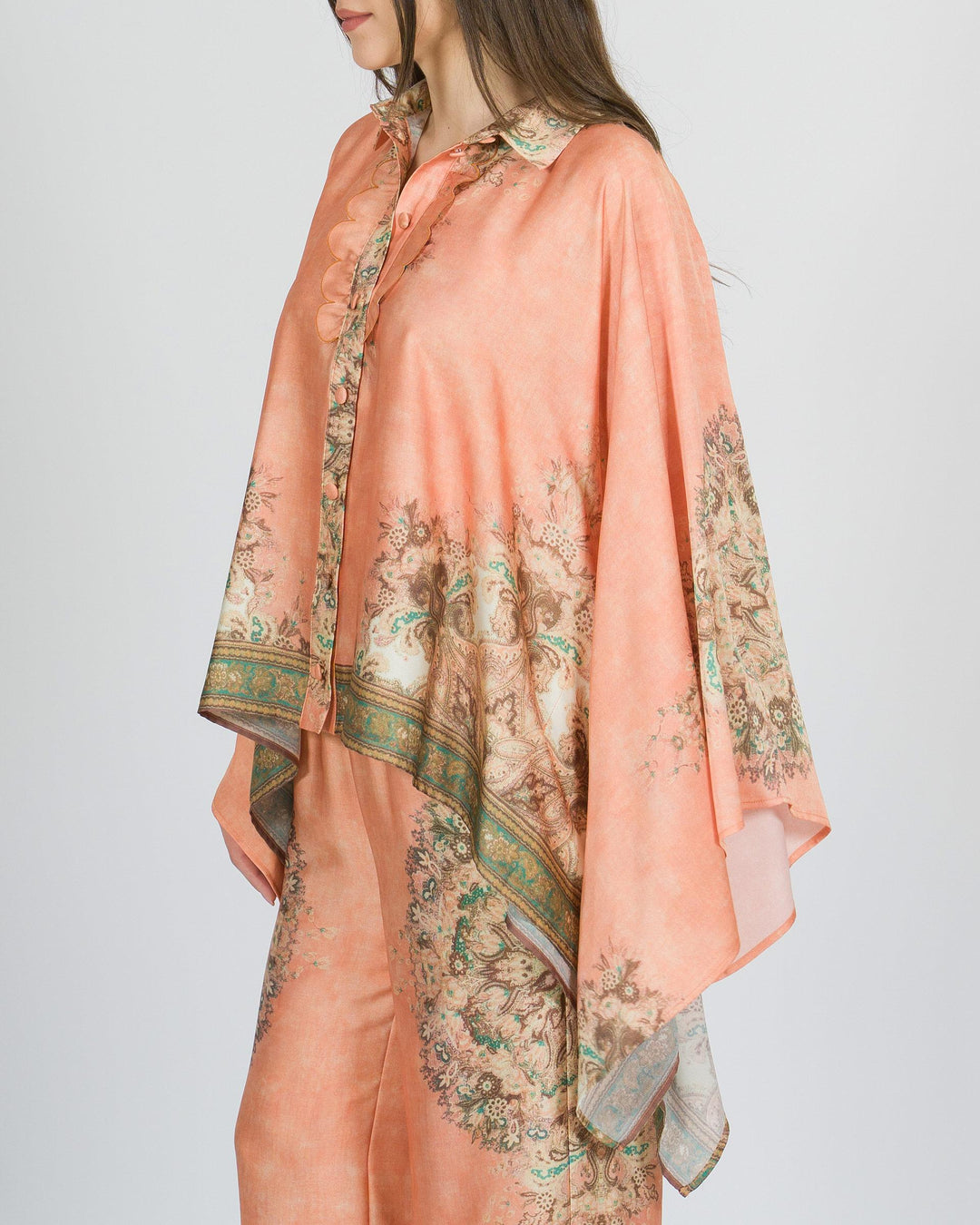 Camicia kimono amosa arancio in raso 