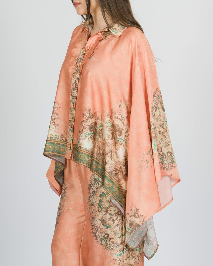 Camicia kimono amosa arancio in raso 