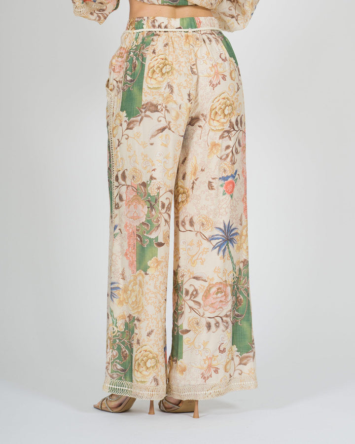 Pantalone amosa beige in viscosa fantasia 