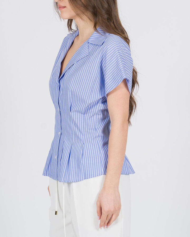 Camicia aderente a righe azzurra 