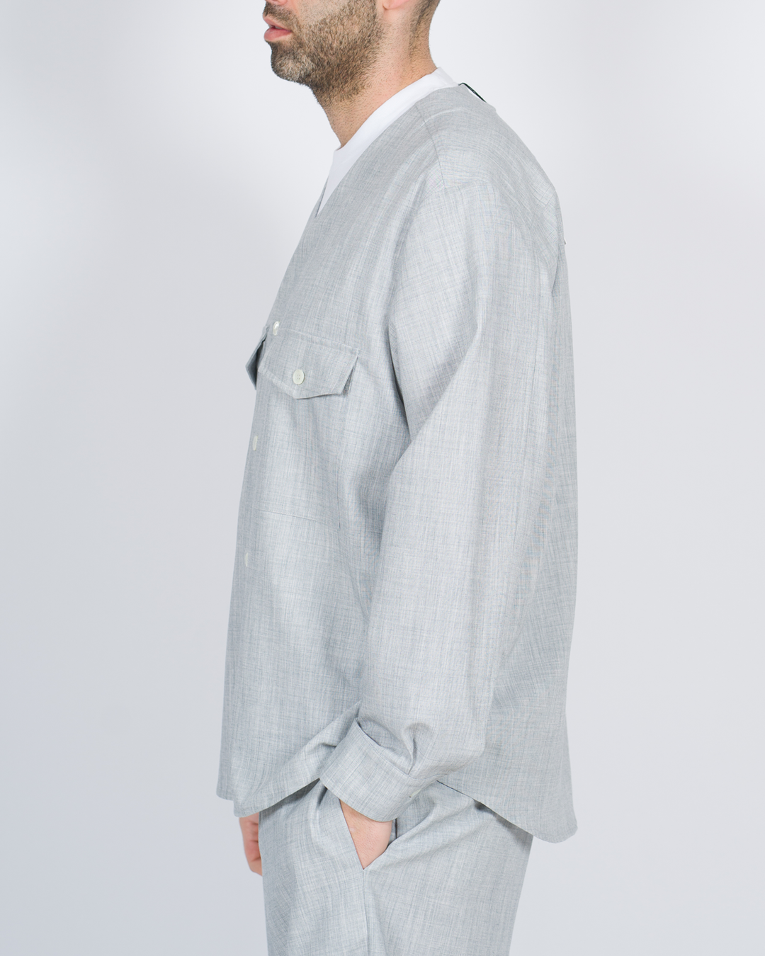 Overshirt tasconi fiammata grigia 