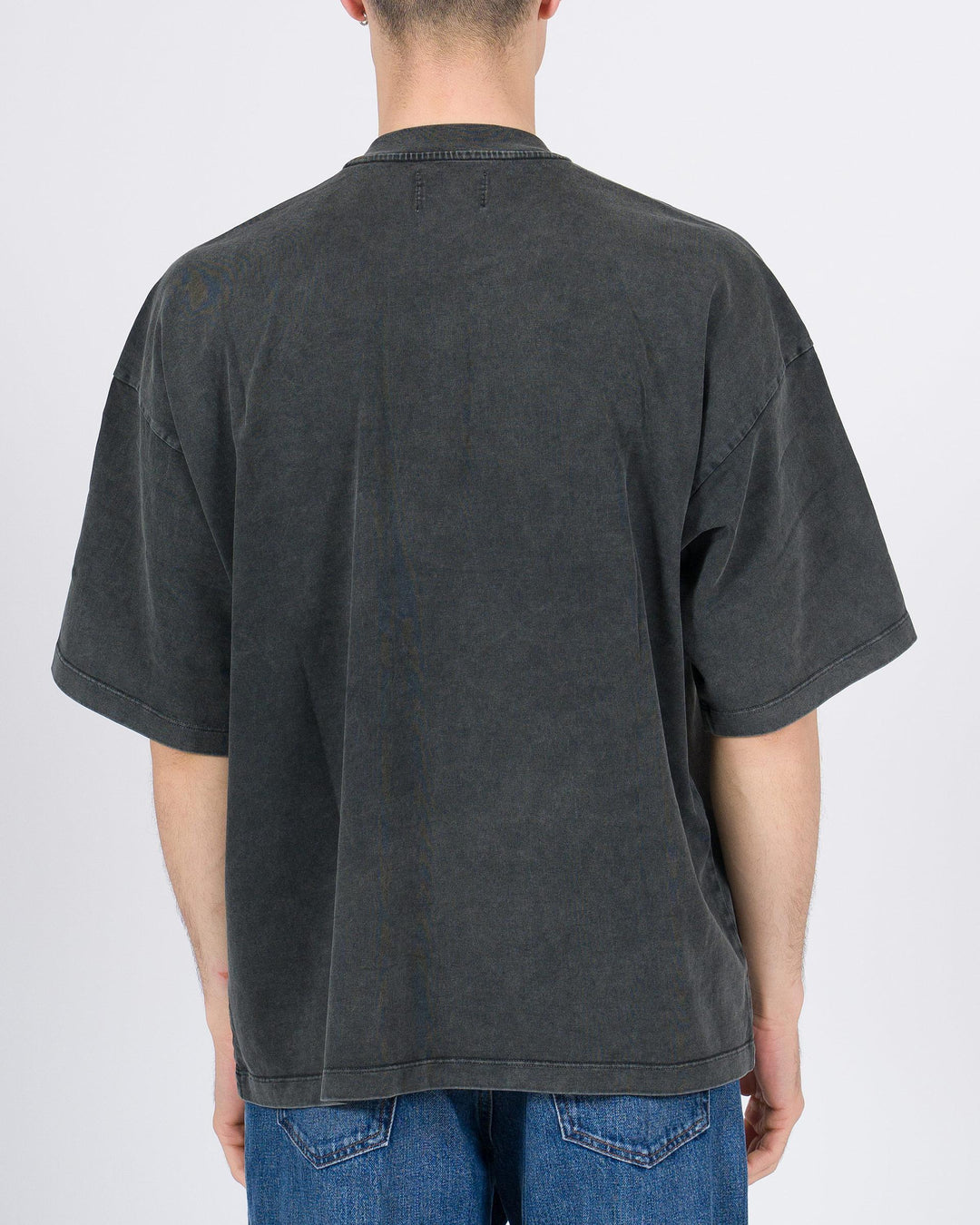 T-shirt over in cotone grigio marmorizzato 