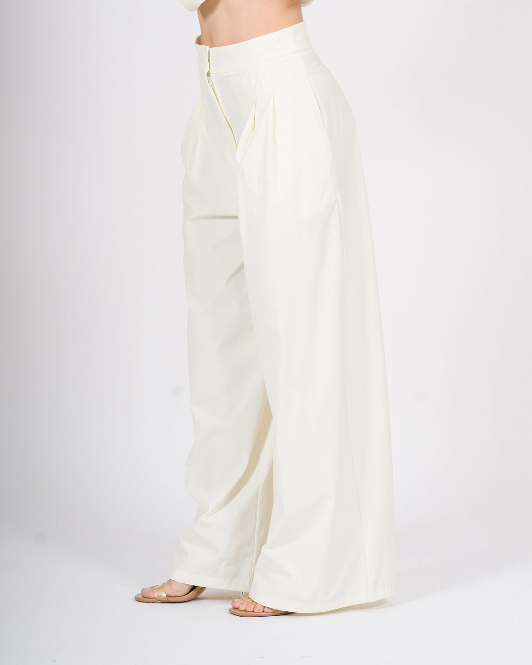 Pantalone Palazzo Silence in Tessuto Tecnico Bianco 