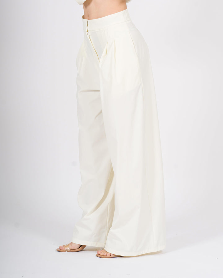 Pantalone Palazzo Silence in Tessuto Tecnico Bianco 