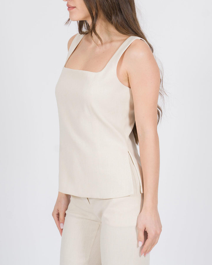 Top aderente metallizzato panna 