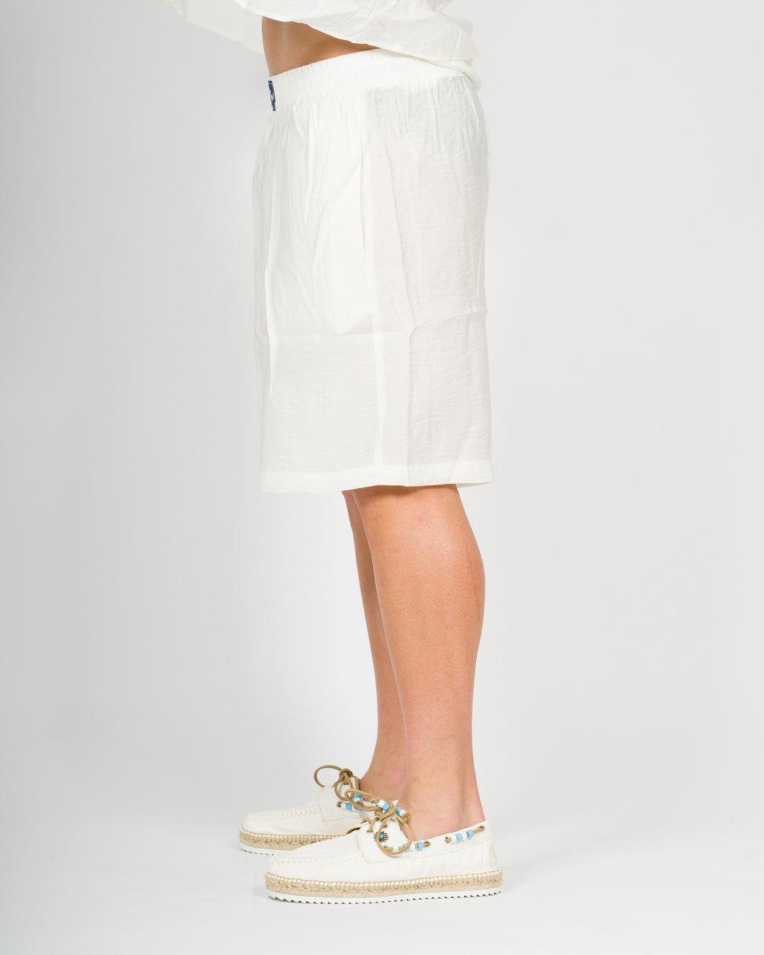 Soft Short Pants Cupro Bianco<BR/> 