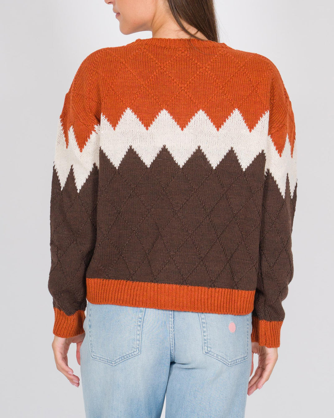Pullover rombi tre colori coccio 